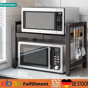 Ausziehbarer Mikrowellenhalter Küchenregal Edelstahl Mikrowellenregal Ablage-DE - Bild 1 von 14