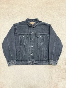 Vintage 1997 Levis 70507 4159 Black Denim Trucker Type 3 Jacket Sz Large USA 90s - Picture 1 of 12