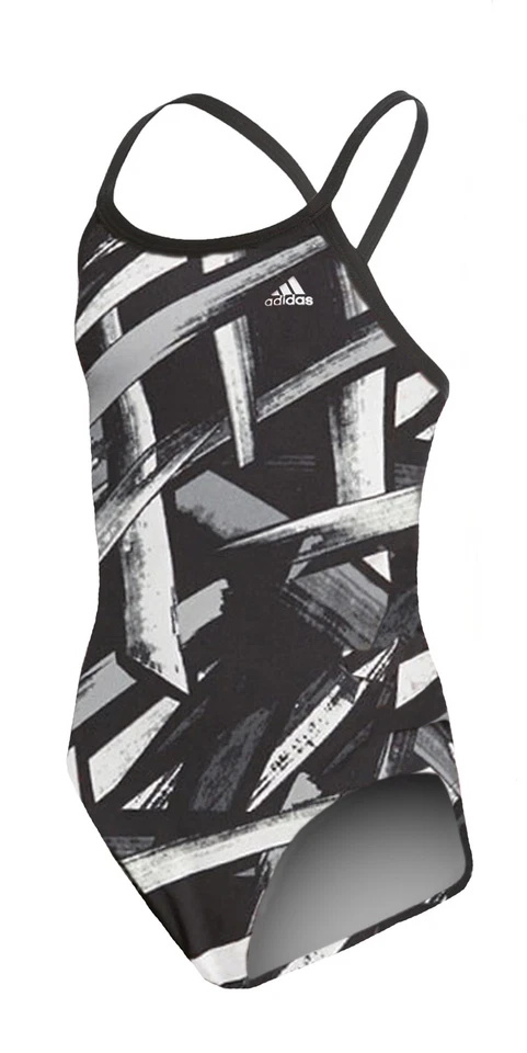 Traje de baño de una pieza con estampado de código de tribu Adidas para niñas Foto 1 de 1