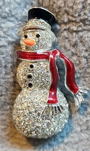 Silver Tone Pave Snowman Pin Created For Macys - Picture 1 of 4