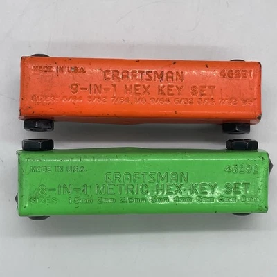 Vintage Craftsman Green Metric & Orange Standard Hex Key Sets USA 46291 46292 - Image 1 of 4