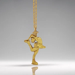 Figure Skating Pendant – Gold-Plated 925 Silver Sports Charm for Ice Fans - Picture 1 of 14
