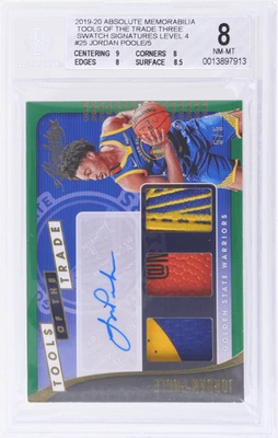 2019 Absolute Memorabilia Jordan Poole /5 BGS 8/10 Rookie RC - Image 1 of 2