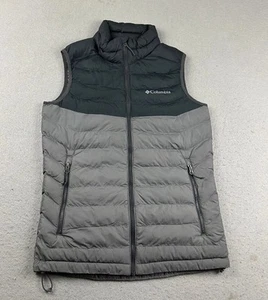 Columbia Puffer Vest Mens Small Gray Full Zip Mock Neck Lined Filled Jacket - Picture 1 of 11