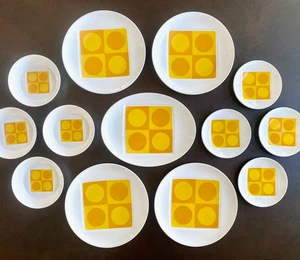 RARE VTG Johnson Bros Snowhite Sahara 13pc Dinner Set for 4 | MCM Mod Op Art 60s - Picture 1 of 19