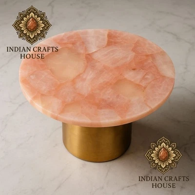 Heirloom and Royal Rose Quartz Table Top Natural Gemstones Handmade Work 18" - Image 1 of 4