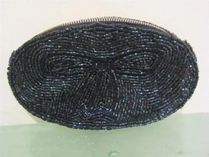 Vintage 1950's Iridescent Blue Beaded Evening Bag Clutch Purse Made JAPAN New - Picture 1 of 4