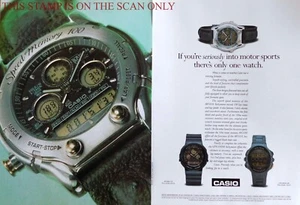 CASIO Range of Motor Sports Wrist Watches ADVERT: Original 1991 Print Ad 707/140 - Imagen 1 de 1