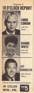 1968 KSD ST LOUIS TV NEWS AD/DIANNE WHITE WEATHER/CHRIS CONDON/JAY RANDOLPH - Picture 1 of 1