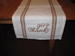"Give Thanks" Table Runner 14in x72in, Harvest, Fall, Thanksgiving, NWT, Brown - Picture 1 of 4