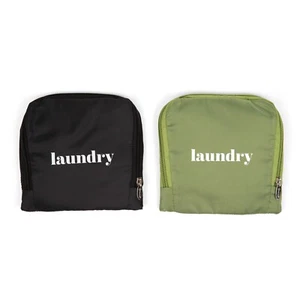 Miamica Set of Two Foldable Travel Laundry Bags BL Olive with Drawstring Closure - Picture 1 of 9