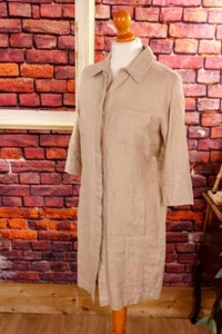Claude Arielle Leinen Hemdkleid beige Sommerkleid Knopfleiste S - Bild 1 von 6