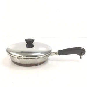 Vintage Revere Ware 1801 Copper Bottom 8” Covered Skillet - Picture 1 of 9