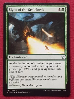 Magic The Gathering DRAGONS OF TARKIR SIGHT OF THE SCALELORDS green card MTG - Image 1 of 2