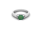 925 Sterling Silver 6mm Round Shape Emerald Zambia Solitaire Women Wedding Ring