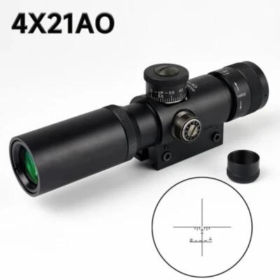 New 4x21 Tactical Optical Riflescope Glass Etched Reticle Sights With Flip Cap - Image 1 of 4