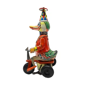 Whimsical Working Wind Up Tin Litho Duck on a Tricycle - Picture 1 of 9