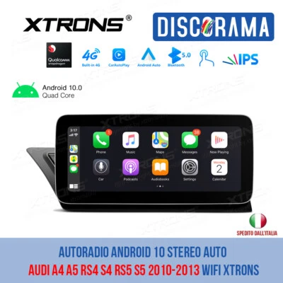 AUTORADIO ANDROID 10 STEREO AUTO AUDI A4 A5 RS4 S4 RS5 S5 2010-2013 WIFI XTRONS - Immagine 1 di 4