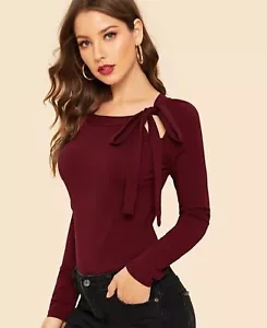WOMEN'S T-SHIRT WITH LONG SLEEVES IN RED COLOR SIZES M, L - Picture 1 of 6