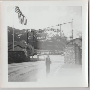 Vintage Black & White Photo United States Army Sheridan Barracks Lady In Front - Picture 1 of 1
