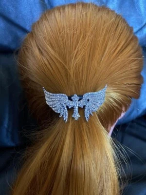 ¡Nuevo! Corbata para el cabello/cruz y alas/ornamentado 2 pulgadas de ancho/cintas para la cabeza de diamantes de imitación ¡Lo mejor! Foto 1 de 2