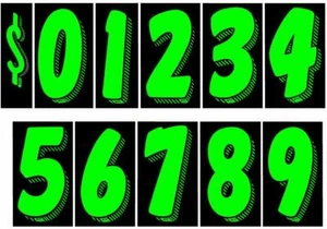 EZ Line Vinyl Decals for Cars Chartreuse Large Number Stickers 13 Dzn Windshield - Foto 1 di 1