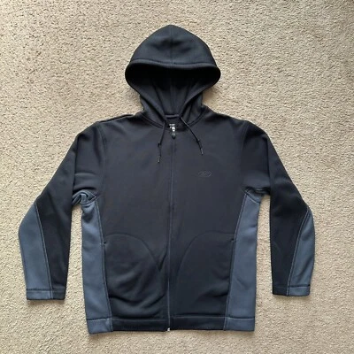 Reebok Sweatshirt Mens Medium Hoodie Full Zip Black Fleece Pockets - Image 1 of 4