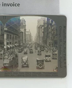 New York City Proudest Throughfare Fifth Ave NY Keystone Stereoview - Imagen 1 de 2