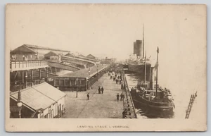 Foto Real Postal Liverpool Inglaterra Landing Stage Barco Muelle Victoriano RPPC - Imagen 1 de 2