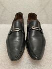 Vintage ‘90s Mens leather loafers w silver buckles pointy toes US size 8