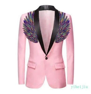 Men's Sequin Wing Embroidered Blazer Dress Jacket Coats Costume Performance 2025 - Picture 1 of 14