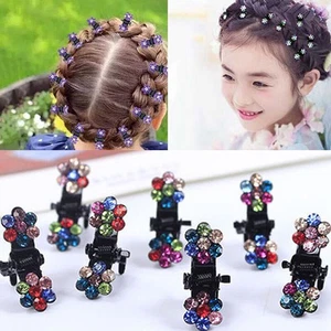 Crystal Flowers Clips Mini Hair Claws Girls Rhinestone Clamps Metal Hair Claws - Picture 1 of 22