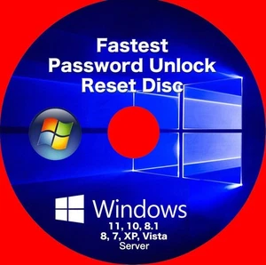 2025 Windows Password 3 min Reset Disc. Win 11, 10, 8.1, 8, 7, XP, Vista, Server - Picture 1 of 2