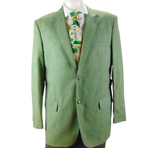 Lanzino Men’s XXL Sage Green Linen Blend Blazer Side Buckles Two Button Jacket - Picture 1 of 18