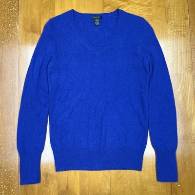 Suéter Only Mine Para Mujer 2 Capas 100% Cachemira Cuello en V Azul Talla XS Silencioso Lujo Foto 1 de 4