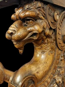 VALENTINO BESAREL ITALY 65” FINEST GRIFFIN GARGOYLE CARVED WALNUT FIGURAL TABLE - Picture 1 of 24