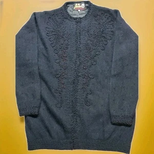 Vintage Perlen Angola und Lammwolle Damen Größe L 40 Hakenverschluss Strickjacke  - Bild 1 von 9