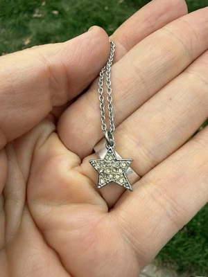 Kate Spade New York Silver Tone Necklace Star Pendant Rhinestone 18” Adjustable - Image 1 of 4