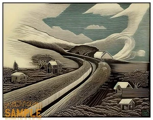 Wind Whips up the Hills 2019 Jasper Collins Woodcut Style * Quality Art Print - Picture 1 of 9