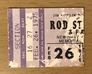 1975 ROD STEWART & FACES NEW HAVEN CT CONCERT TICKET STUB MAGGIE MAY - Picture 1 of 2
