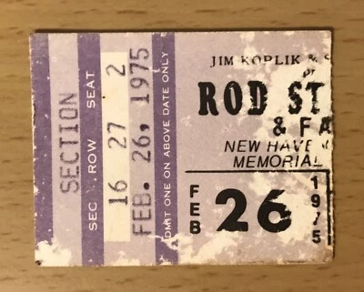 1975 ROD STEWART & FACES NEW HAVEN CT CONCERT TICKET STUB MAGGIE MAY - Image 1 of 2