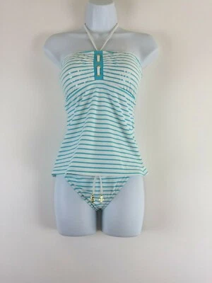 Sperry Top-Sider Carolina 蓝色亮片条纹头巾 尺寸 Med 坦基尼泳装 — 第 1/4 张图片