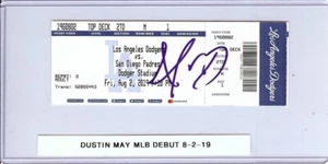 Dustin May Signed Autographed Ticket Dodgers MLB Debut 8-2-19 JSA AX25461 - Picture 1 of 3