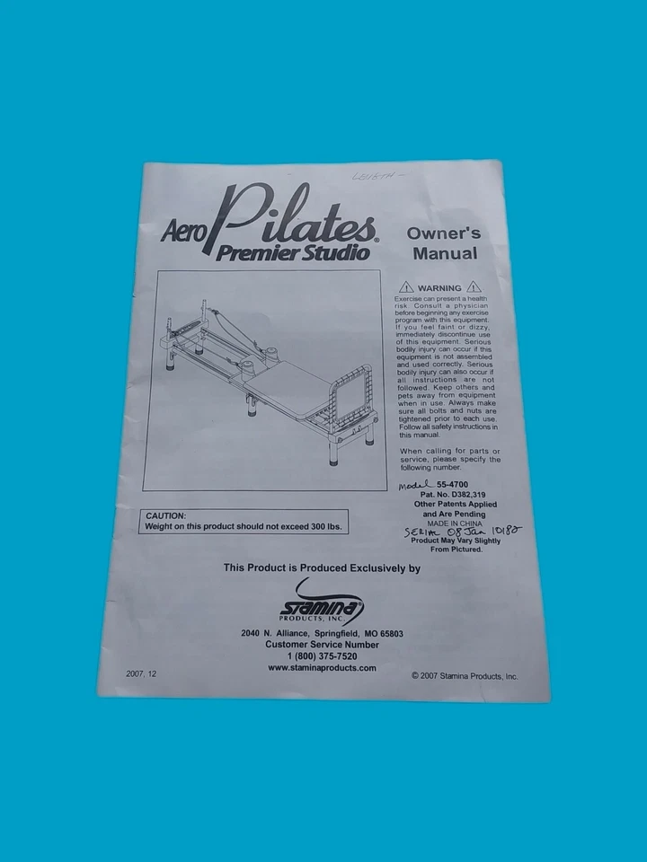 AeroPilates Reformer Owners Manual Insert Model#: 55-4700  - Image 1 of 1