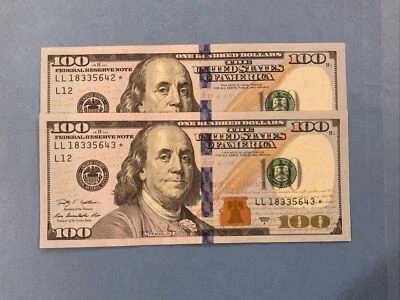 (2)X  $100 Consecutive Uncirculated star note 2009a - Image 1 of 4
