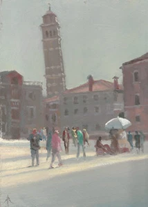 NEW ORIGINAL MICHAEL RICHARDSON OIL "Campo S Angelo" Venice Italy PAINTING - Picture 1 of 1