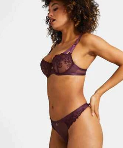 Aubade Femme Passion Tanga Wineberry Lace Brief Lingerie Medium - Bild 1 von 7