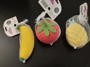 Fruit Squishy Stress Balls Fidget Sensory Toy Squeeze Stress Relief Fruit 3 Pack - Picture 1 of 3
