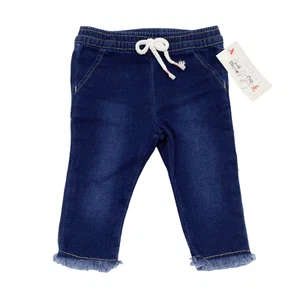 Cat & Jack Baby Girl Size 0-3M Pants Drawstring Pockets Frayed Denim - Picture 1 of 8