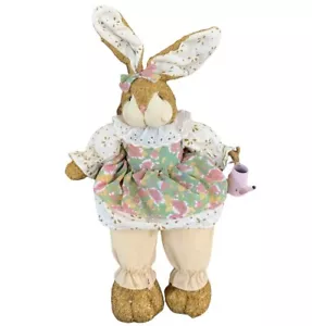 De Colección Primavera Pascua Conejo Felpa Country Decoración Encaje Floral Vestido Jardinero - Imagen 1 de 10